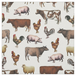 Vintage Farm Animal Fabric