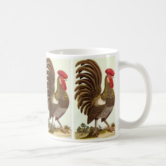 Vintage Farm Animals Chickens, Proud Rooster Coffee Mug (Right)