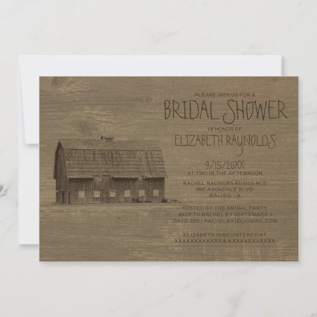 Vintage Farm Bridal Shower Invitations (Front)