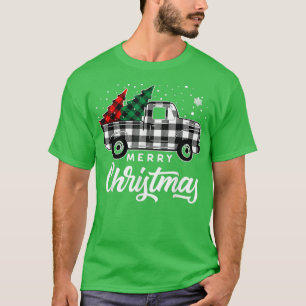 Vintage Farm Buffalo Red Plaid Truck With Christma T-Shirt