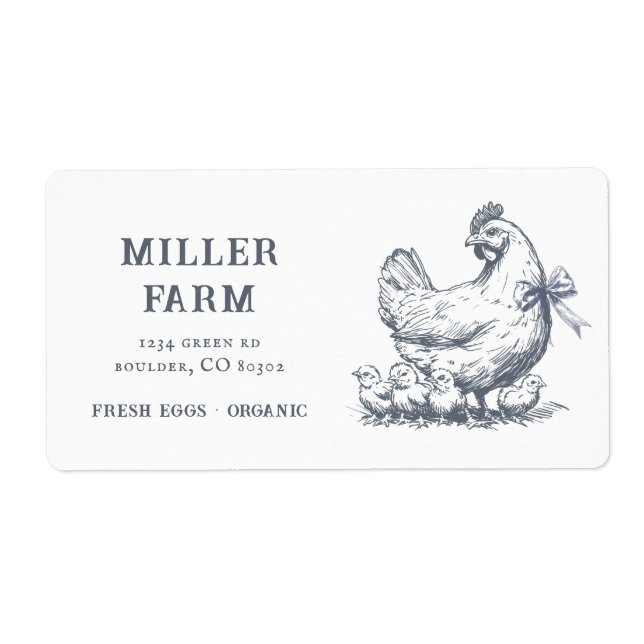 Vintage Farm Chicken Script Egg Carton Label (Front)