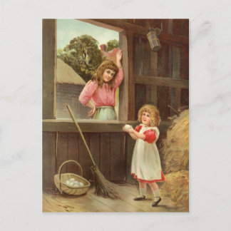 Vintage Farm Family Postcard
