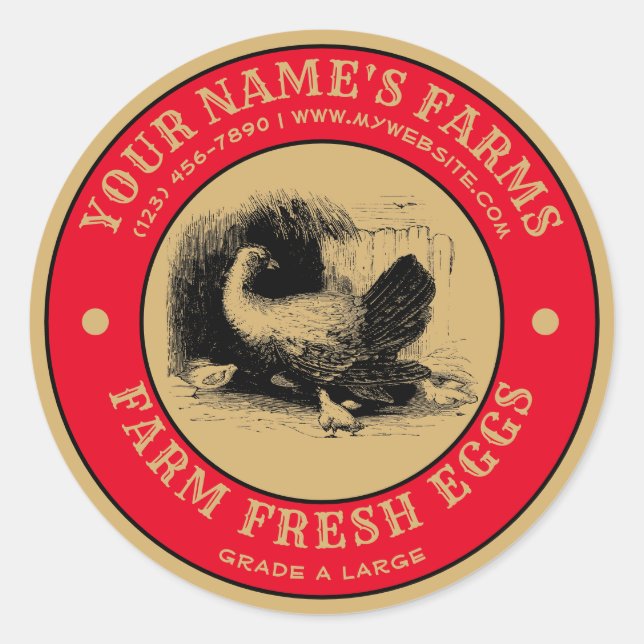 Vintage Farm Fresh Eggs Label Template (Front)