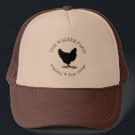 vintage farm fresh eggs trucker hat<br><div class="desc">Upgrade your homestead or family farm with this beautiful vintage egg carton sticker that coffee stain circle with chicken illustration. Customize with your own family name and be sure to check out our store for more items from this collection and choose between different colours that suit your needs.</div>