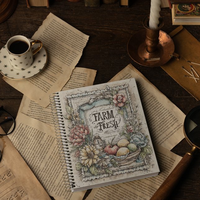  Vintage Farm Fresh Fruits and Veggies  Pattern  Notebook (Creator Uploaded)