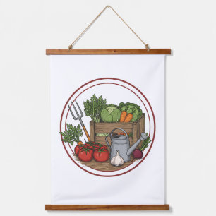 Vintage Farm Fresh Vegetable Crate Poster   Rustic Hanging Tapestry