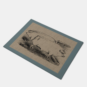 Vintage Farm Hogs Country Farm and Pets Doormat