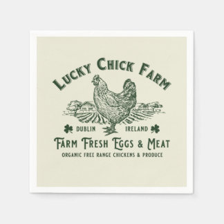 VINTAGE FARM HOUSE LUCKY CHICK FARM PAPER NAPKIN