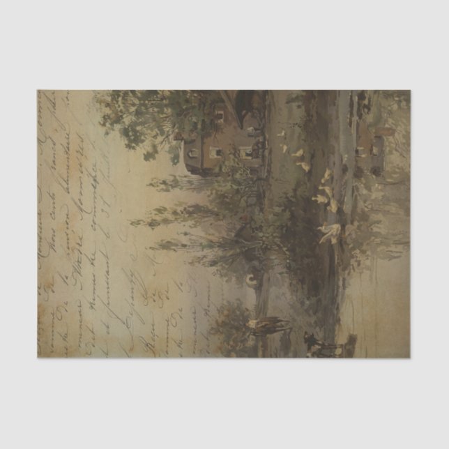 Vintage Farm Landscape Tissue Paper (Front)