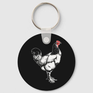 Vintage Farm Rooster Minimalist Chicken Design _1 Keychain