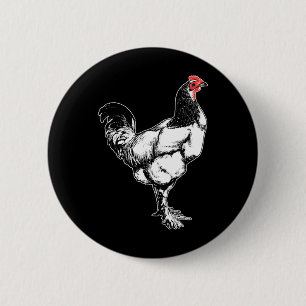 Vintage Farm Rooster Minimalist Chicken Design _3 2 Inch Round Button