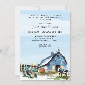 Vintage Farm Tractor Birthday Party Invitation