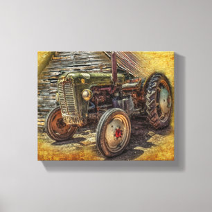 Vintage Farm Tractor Old Barn Shed Canvas Print