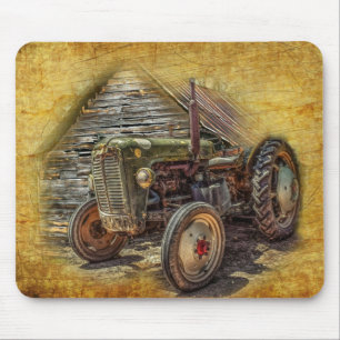 Vintage Farm Tractor Old Barn Shed Mouse Pad
