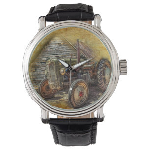 Vintage Farm Tractor Old Barn Shed Watch