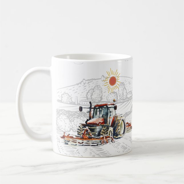Vintage Farm Tractor Personalized Coffee Mug (Left)
