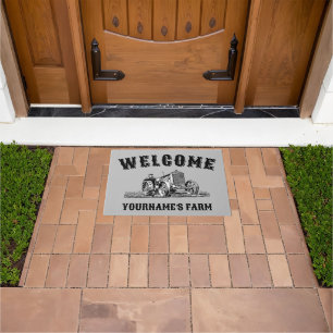 Vintage Farm Tractor Template Welcome Doormat