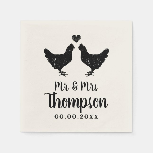 Vintage farm wedding napkins with custom name (Front)