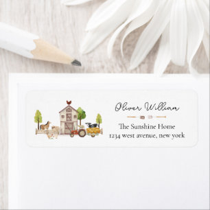 Vintage Farmer Tractor Baby Shower Rreturn Address