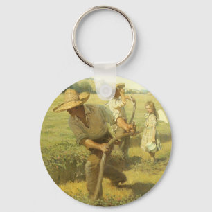Vintage Farmers, Back to the Farm by NC Wyeth Keychain