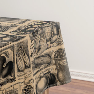 Vintage Farmers Market Vegetable Garden Pattern Tablecloth