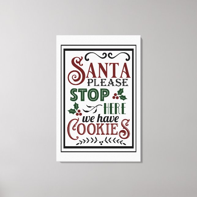 Vintage farmhouse Christmas canvas art red green (Front)