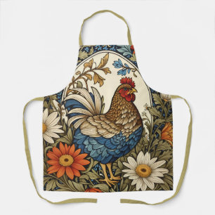 Vintage Farmhouse Hen and Daisy Flowers Apron