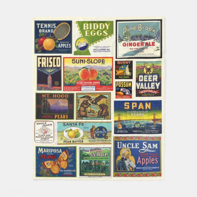 Vintage Farmhouse Labels Throw blanket (Front)