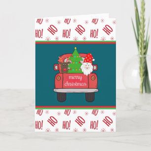 Vintage Farmhouse Red Truck Christmas Greeting Holiday Card