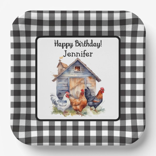 Vintage Farmhouse Style Birthday Paper Plate (Front)