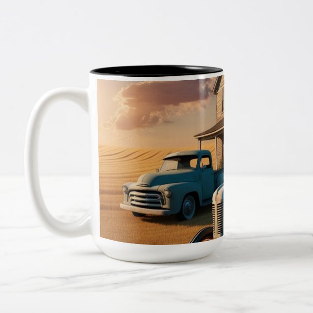 Vintage Farmhouse Two-Tone Coffee Mug (Left)