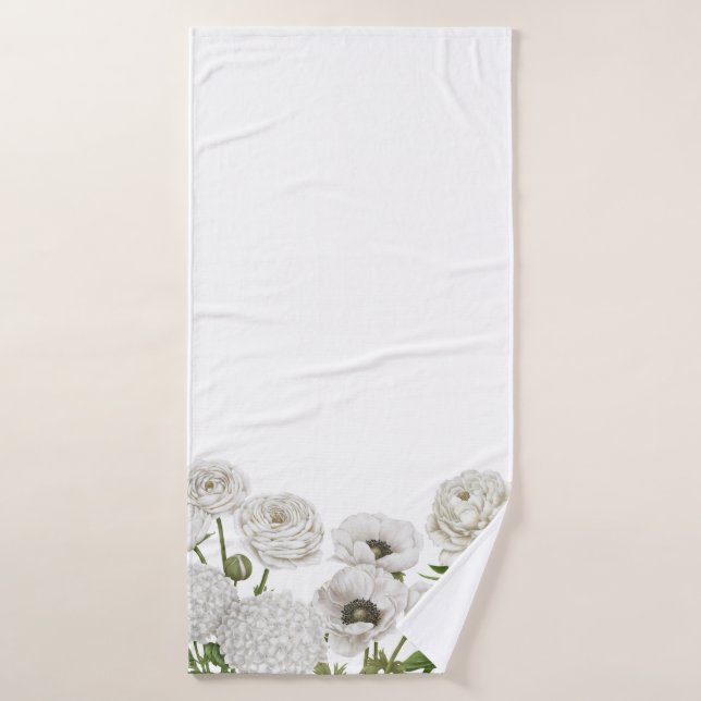 Vintage Farmhouse white flower (Serviette de bain)