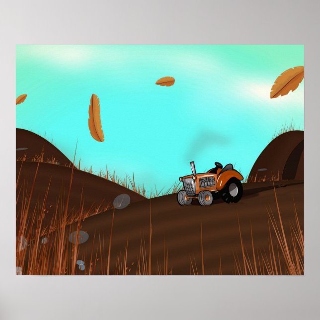 Vintage Farming Tractor Poster (Front)