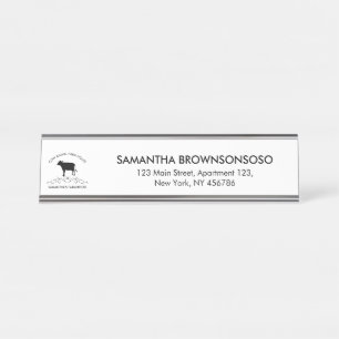 Vintage Farmstead Emblem   Ornamental Cow Design Desk Name Plate