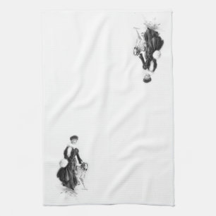 Vintage Fashion Borzoi Art Kitchen Towel