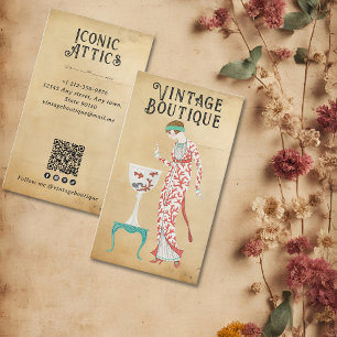 Vintage Fashion Boutique Dressmaker Stylist Business Card