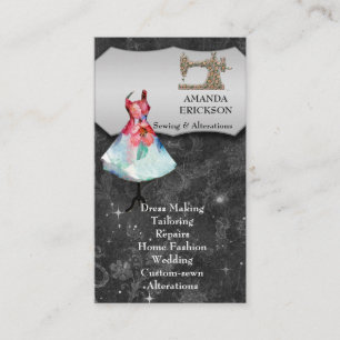 Vintage Fashion Crafts Girly Floral Sewing Business Card