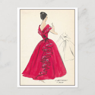 Vintage Fashion Design for Evening Gown Postcard
