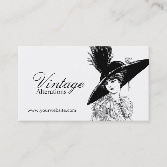 Vintage Fashion Designer Alteration Seamstress Business Card (Front)