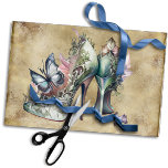 Vintage Fashion High Heels with Floral Butterfly Tissue Paper<br><div class="desc">Great for DIY crafting, gift wrapping, and furniture decoupage! Dramatic flare and glamour perfect for the trendsetter or fashionista. This elegant vintage design features a hand-painted watercolor fashion high heel decorated with a feminine butterfly and beautiful floral in blush pink and mint with green leafy foliage. The distressed photo art...</div>