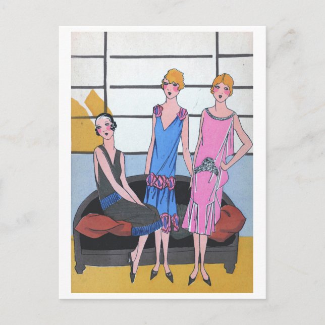 Vintage Fashion Holiday Postcard (Front)