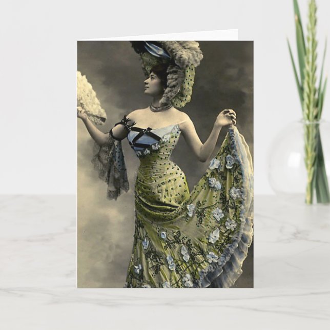 Vintage Fashion Huge Hat and Tiny Waist Card (Front)