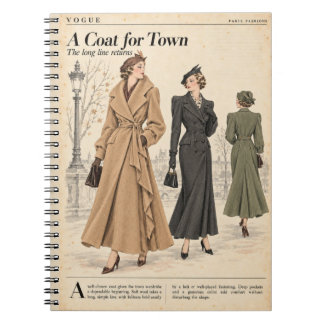 Vintage Fashion Magazine Pages, Antique Style Notebook