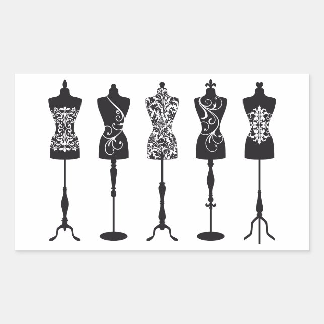 Vintage fashion mannequins silhouettes sticker (Front)