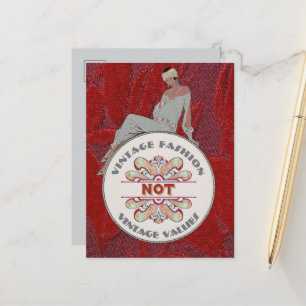 Vintage Fashion Not Vintage Values  Postcard