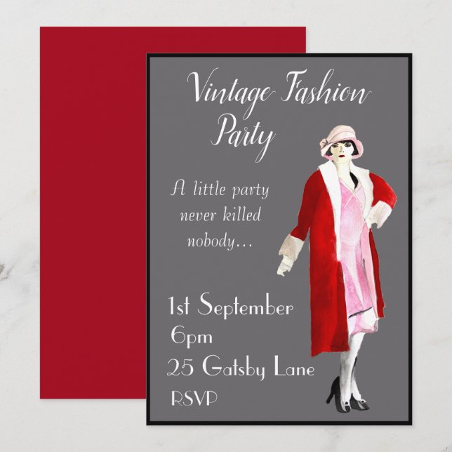 Vintage fashion party invitation (Front/Back)