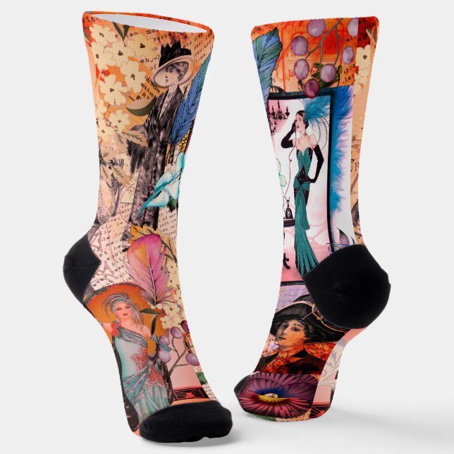 Vintage Fashion Scene  Socks (Angled)
