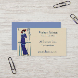 Vintage fashion second hand clothing store business card