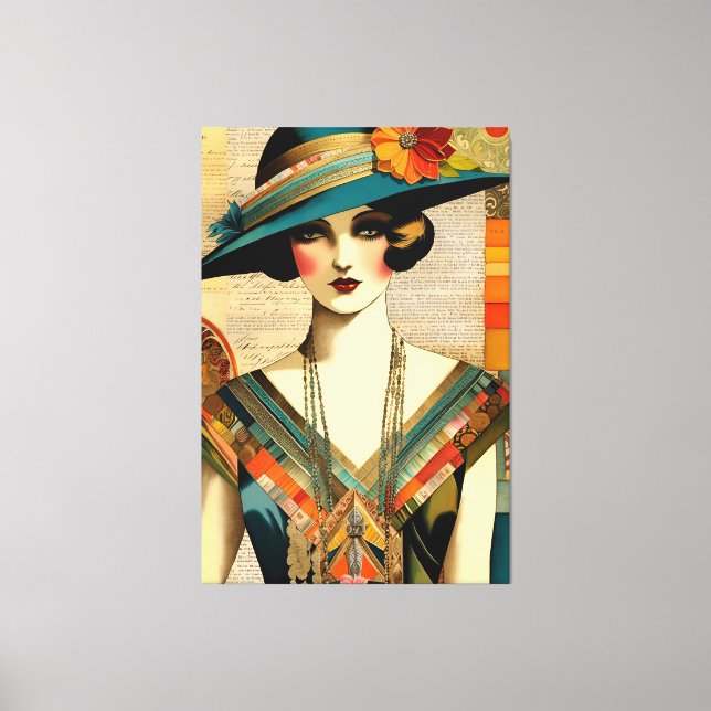 Vintage Fashion Woman Canvas Print (Front)
