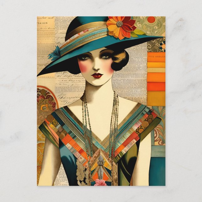 Vintage Fashion Woman Postcard (Front)